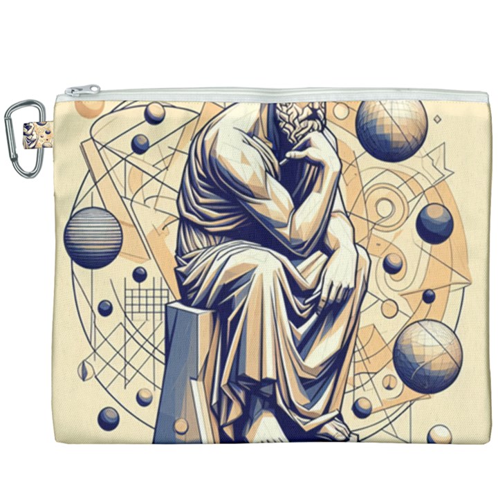 Thinker Sculpture Design Geometric Canvas Cosmetic Bag (XXXL)