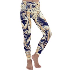 Thinker Sculpture Design Geometric Kids  Lightweight Velour Classic Yoga Leggings