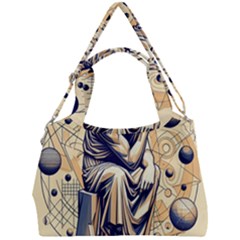 Thinker Sculpture Design Geometric Double Compartment Shoulder Bag by Salmanaz77