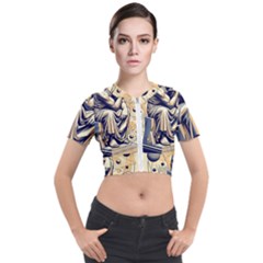 Thinker Sculpture Design Geometric Short Sleeve Cropped Jacket