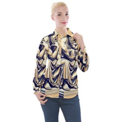 Thinker Sculpture Design Geometric Women s Long Sleeve Pocket Shirt