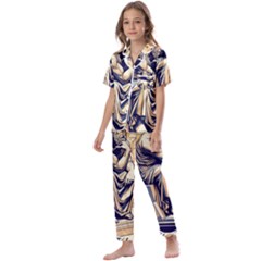 Thinker Sculpture Design Geometric Kids  Satin Short Sleeve Pajamas Set