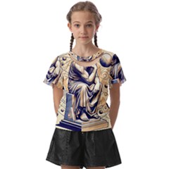 Thinker Sculpture Design Geometric Kids  Front Cut T-shirt