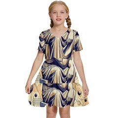 Thinker Sculpture Design Geometric Kids  Short Sleeve Tiered Mini Dress by Salmanaz77