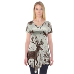 Artwork Graffiti Painting Creative Short Sleeve Tunic 