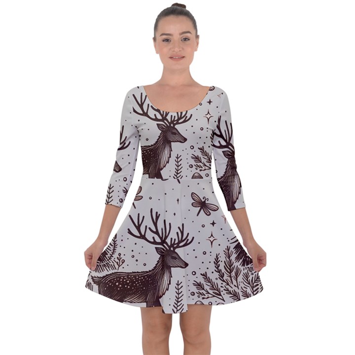 Artwork Graffiti Painting Creative Quarter Sleeve Skater Dress