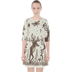 Artwork Graffiti Painting Creative Quarter Sleeve Pocket Dress