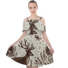 Artwork Graffiti Painting Creative Cut Out Shoulders Dress