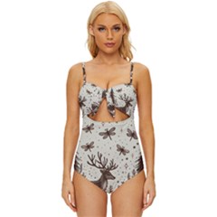 Artwork Graffiti Painting Creative Knot Front One-piece Swimsuit by Salmanaz77