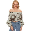 Artwork Graffiti Painting Creative Off Shoulder Flutter Bell Sleeve Top View1