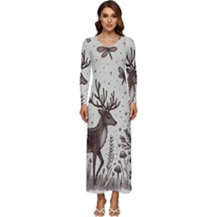 Artwork Graffiti Painting Creative Long Sleeve Longline Maxi Dress