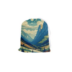 Mountains Nature Forest Landscape Drawstring Pouch (small)