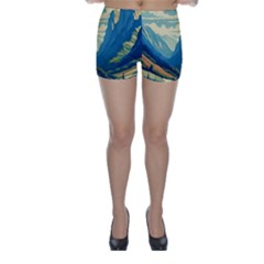 Mountains Nature Forest Landscape Skinny Shorts