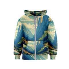 Mountains Nature Forest Landscape Kids  Zipper Hoodie