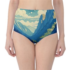 Mountains Nature Forest Landscape Classic High-waist Bikini Bottoms by Salmanaz77