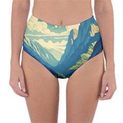 Mountains Nature Forest Landscape Reversible High-waist Bikini Bottoms by Salmanaz77