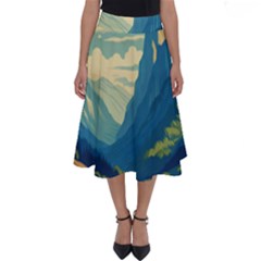 Mountains Nature Forest Landscape Perfect Length Midi Skirt