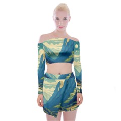 Mountains Nature Forest Landscape Off Shoulder Top With Mini Skirt Set by Salmanaz77