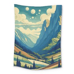 Mountains Nature Forest Landscape Medium Tapestry