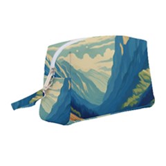 Mountains Nature Forest Landscape Wristlet Pouch Bag (medium)