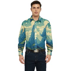 Mountains Nature Forest Landscape Men s Long Sleeve Pocket Shirt 