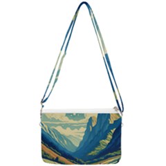 Mountains Nature Forest Landscape Double Gusset Crossbody Bag