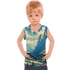 Mountains Nature Forest Landscape Kids  Sport Tank Top