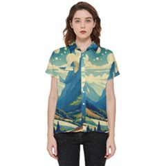 Mountains Nature Forest Landscape Short Sleeve Pocket Shirt by Salmanaz77