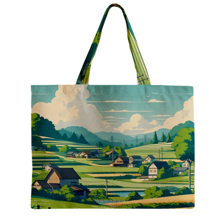 Countryside Meadow Rural Bloom Zipper Mini Tote Bag