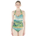 Countryside Meadow Rural Bloom Halter Swimsuit View1