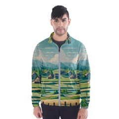 Countryside Meadow Rural Bloom Men s Windbreaker