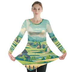 Countryside Meadow Rural Bloom Long Sleeve Tunic 