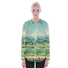 Countryside Meadow Rural Bloom Womens Long Sleeve Shirt