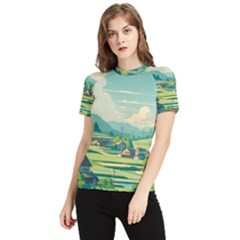 Countryside Meadow Rural Bloom Women s Short Sleeve Rash Guard