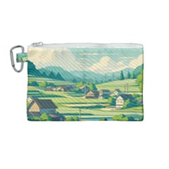 Countryside Meadow Rural Bloom Canvas Cosmetic Bag (medium) by Salmanaz77