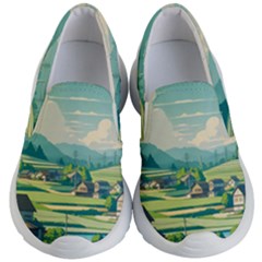 Countryside Meadow Rural Bloom Kids Lightweight Slip Ons