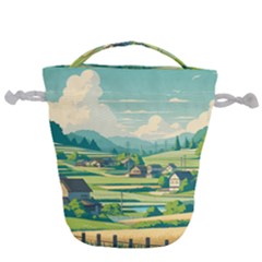 Countryside Meadow Rural Bloom Drawstring Bucket Bag by Salmanaz77