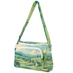 Countryside Meadow Rural Bloom Front Pocket Crossbody Bag