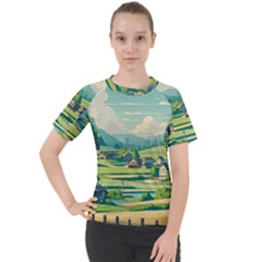 Countryside Meadow Rural Bloom Women s Sport Raglan T-shirt