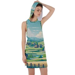 Countryside Meadow Rural Bloom Racer Back Hoodie Dress by Salmanaz77