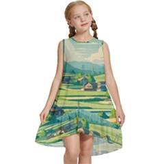 Countryside Meadow Rural Bloom Kids  Frill Swing Dress