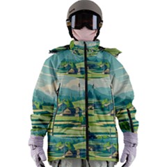 Countryside Meadow Rural Bloom Women s Zip Ski And Snowboard Waterproof Breathable Jacket