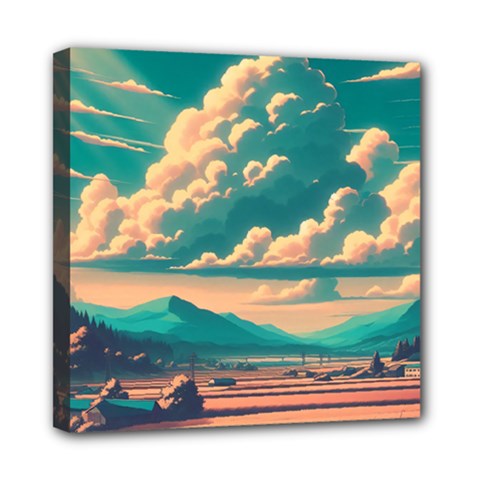 Mountains Countryside Agriculture Mini Canvas 8  X 8  (stretched)