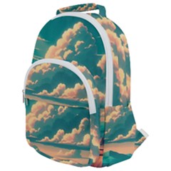 Mountains Countryside Agriculture Rounded Multi Pocket Backpack