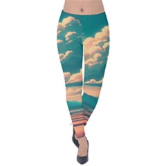 Mountains Countryside Agriculture Velvet Leggings by Salmanaz77