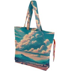 Mountains Countryside Agriculture Drawstring Tote Bag