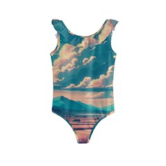 Mountains Countryside Agriculture Kids  Frill Swimsuit