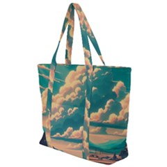 Mountains Countryside Agriculture Zip Up Canvas Bag