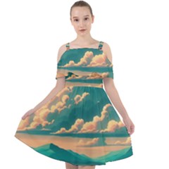 Mountains Countryside Agriculture Cut Out Shoulders Dress