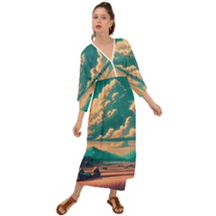 Mountains Countryside Agriculture Grecian Style  Maxi Dress